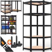 monzana Eckregal MDF 180 x 70 x 40 cm schwarz 5 Holzböden