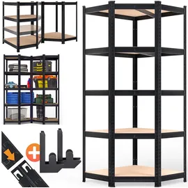 monzana Eckregal MDF 180 x 70 x 40 cm schwarz 5 Holzböden