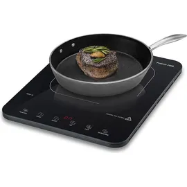 CASO Design CASO ProSlim 2000 - Mobiles Induktionskochfeld, 2000W, 10 Leistungs- & Temperaturstufen, Sensor-Touch, LED-Anzeige, Auto-Topferkennung, Timer, Überhitzungsschutz, Kindersicherung, Schwarz