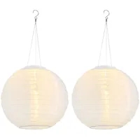 GLOBO 2er Set LED Hängelampe Gartenleuchte weiß Hochzeit Partylaterne Gartendeko, Edelstahl Kunststoff, warmweiß,