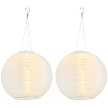 GLOBO 2er Set LED Hängelampe Gartenleuchte weiß Hochzeit Partylaterne Gartendeko, Edelstahl Kunststoff, warmweiß,