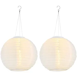 GLOBO 2er Set LED Hängelampe Gartenleuchte weiß Hochzeit Partylaterne Gartendeko, Edelstahl Kunststoff, warmweiß,
