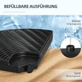 Outsunny Sonnenschirmgewicht Schirmgewicht für Ampelschirm, wetterfest, Ampelschirmgewicht mit 52 kg Wasser oder 68 kg Sand befüllbar, HDPE, schwarz