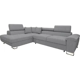 Mirjan24 Ecksofa Cotere Cord, L-Form Eckcouch mit Schlaffunktion und Bettkasten (Farbe: Poso 110, Seite: Links) - Grau