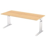 Hammerbacher Schreibtisch C-Fuß 180x80cm Ahorn/Weiß