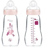 MAM Feel Good Zuigfles Glass Matt Girl 2 Maanden+ 260 ml 0+ Mon., Vogel/Eichhörnchen