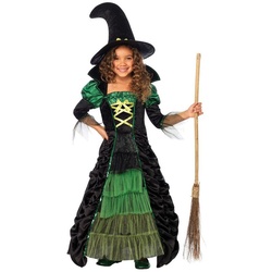 Leg Avenue Kostüm Moorhexe Kostüm für Kinder, Bodenlanges Hexenkleid für eine magische Verwandlung grün 134-140
