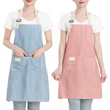 2 Stück Kochschürze Damen,Kinderschürze Mädchen,Küchenschürze mit Tasche,Schürze Kinder,Malschürze Erwachsene,Kittelschürze,Kinderschürzen,Koch Schürzen,Latzschürze,Apron,für Kochen,Backen,Malen
