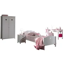 58 aufm Kessel Jugendzimmer-Set Kinderzimmer Kamila 5 Kinderzimmer Möbel Set Mädchen MDF Weiß, (inkl. Versand, Lieferung bis Verwendungsstelle), Einzelbett, Nachtkonsole, Schreibtisch und Kleiderschrank weiß
