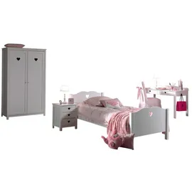 58 aufm Kessel Jugendzimmer-Set Kinderzimmer Kamila 5 Kinderzimmer Möbel Set Mädchen MDF Weiß, (inkl. Versand, Lieferung bis Verwendungsstelle), Einzelbett, Nachtkonsole, Schreibtisch und Kleiderschrank weiß