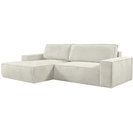 vente-unique Ecksofa mit Schlaffunktion - Ecke Links - Cord - Beige - AMELIA