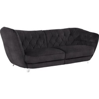 Big-Sofa LEONIQUE "Retro" Sofas Gr. B/H/T: 256 cm x 85 cm x 115 cm, Chenille, Hohe Armlehne links, schwarz (carbone) XXL Sofas