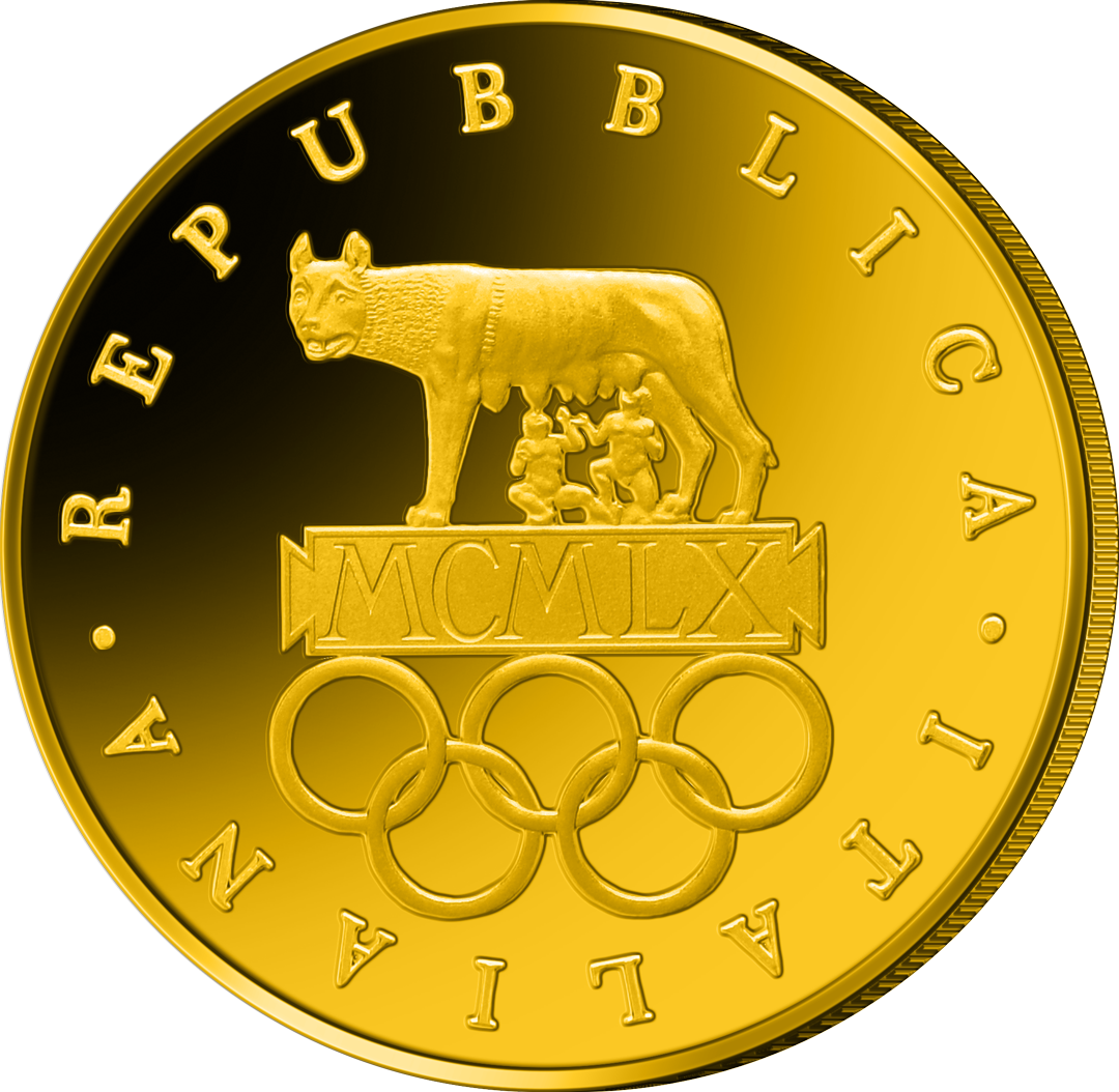 Italiens offizielle Gold-Gedenkmünze "Olympische Spiele von Rom 1960"
