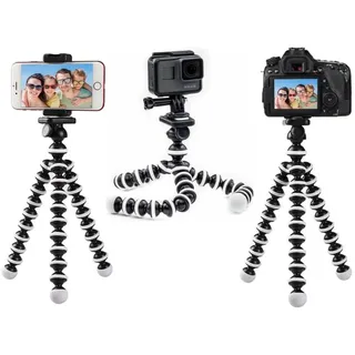 micros2u Octopus Flexibles robustes Gorilla-Stativ für Gopro, Action-Cams, Kamera, Telefon, iPhone, Landschafts-/Hochformat