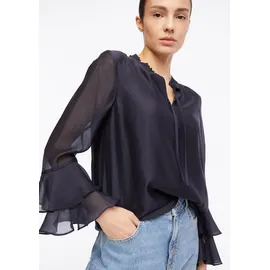 Comma, Lyocell-Bluse mit Volantärmeln - blau - 44