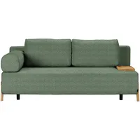 Niels Andersson Schlafsofa, Grün, Holz, Textil, Eiche, Hartholz, 2-3-Sitzer, Füllung: Komfortschaum, Silikon, 211x88x102 cm, Stoffauswahl, Armlehnen seitenverkehrt montierbar, Armteil links, Wohnzimmer, Sofas & Couches, Schlafsofas, Schlafsofas mit Bettkasten