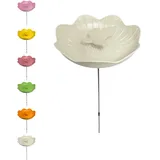 Klocke Dekorationsbedarf Vogeltränke Vogelbad Gartenstecker Ø20cm Schmetterling - 6 Farben zur Wahl (Creme, ⌀ 20 cm)
