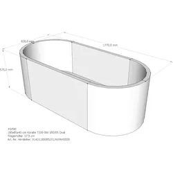 Badewannenträger für Koralle T200 BW 180/85 180 × 85 × 45 cm