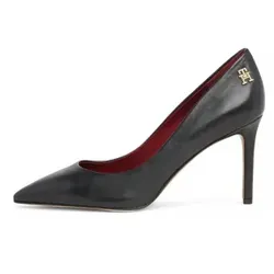 Tommy Hilfiger für Damen. FW0FW07533 Schwarze Absatzschuhe aus Leder mit Monogramm (39), 8 bis 10 cm, Keine, Lässig, Party