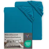 nyvi Spannbettlaken Mikrofaser 140 x 200 - 160 x 200 cm petrol 2 St.