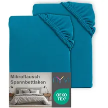 nyvi Spannbettlaken Mikrofaser 140 x 200 - 160 x 200 cm petrol 2 St.