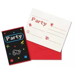 Gamer Party Einladung mit Umschlag - 6 Stück