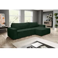 VENASI HUGO XL Ecksofa mit Schlaffunktion und Bettkasten Cord Schlafsofa Eckcouch Sofa Grün - Grün