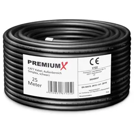 PremiumX Premium X CAT 7 Outdoor Netzwerkkabel 25m - 10 Gbit/s Erdkabel Datenkabel Ethernetkabel LAN Kabel für Außen S/FTP AWG23/1 Verlegekabel - reines