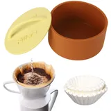 Kaffeefilterhalter-Aufbewahrung, Silikon-Kaffeefilter-Aufbewahrungsbehälter, Kaffeefilterspender Mit Deckel, Kaffeestationszubehör Zur Aufbewahrung von Filterpapieren(Gelb)