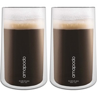 amapodo Doppelwandige Gläser Set 2-teilig - Kaffeegläser 400ml - Latte Macchiato Gläser doppelwandig - Cappuccino Tassen - Thermogläser - Spülmaschinenfeste Teegläser aus Borosilikatglas