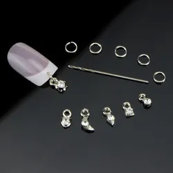 6 Stück Nail Art Dangles Legierung Strasssteine ​​Schmuck Piercing Nail Art Dekoration