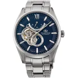 Orient Contemporary Mechanical Semi Skeleton RE-HJ0002L00B Herren Automatikuhr - Silber/Blau