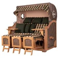 Bene living Strandkorb Komplettset Ammersee Grande XXL Teak Bullauge