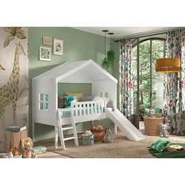 Vipack Hausbett Kiefer 90 x 200 cm massiv weiß lackiert