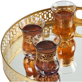 Marrakesch Orient & Mediterran Interior Spiegeltablett Serviertablett Deko Tablett Rund Nikita Gold