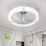 LOKUNM Deckenventilator mit Beleuchtung Fernbedienung Zeitschaltuhr 3 Geschwindigkeiten Deckenlampe mit Ventilator Dimmbar Lampe mit Ventilator Weiß Deckenventilator mit licht Wohnzimmer Schlafzimmer