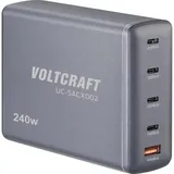 VOLTCRAFT UC-5ACX002 USB Ladestation 240 W 1x USB-A, 4x USB-C® USB PD Silber (matt) Innenbereich GaN
