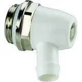 Flamco Simplex Entleerstopfen F10622 Standard, schwenkbarer Auslauf aus Kunststoff, Messing vernickelt, G 1/2