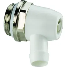 Flamco Simplex Entleerstopfen F10622 Standard, schwenkbarer Auslauf aus Kunststoff, Messing vernickelt, G 1/2