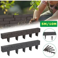 UISEBRT 10m Anthrazit Gartenpalisade Steinoptik aus PP-Kunststoff, wetterfest und pflegeleicht, modulare Beetumrandung für Beete und Rasenkanten, ...