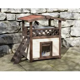 Kerbl Katzenhaus 4-Seasons Deluxe beheizbar 88x57x77 cm Dunkelbraun/Rot