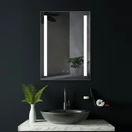 Hoko LED Badspiegel Wandspiegel 50x70cm + Anti-Beschlag - Lichtfarbe stufenlos einstellbar - Touch - Wandschalter - Speicherfunktion IP44 Koblenz - Transparent