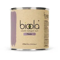 BIOOLA® colour - 100% natürlich-biologische Lasur für Kinderspielzeug sowie Holz und Möbel im Wohn- & Schlafbereich - vegan & plastikfrei - Flieder, 375 ml