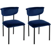 CLP 2er Set Esszimmerstuhl Gambell Samt, Dunkelblau,