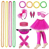 YADODO Kostüm für Damen, 80er Jahre, Neon, Tutu, Neon-Tasche, Brille, Haarband, Halsketten, Armbänder, Beine, Ohrringe 80er 90er Jahre, Verkleidung für Damen und Kinder, Party, Abend