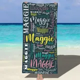 MJARTORIA Personalisiert Strandtuch Microfaser Badetuch mit Namen Kinder Damen, Beach Towel Handtuch Badetuch Stranddecke Schnelltrocknend für Reise Schwimmen Sauna Yoga Fitness 76x152cm Mikrofaser