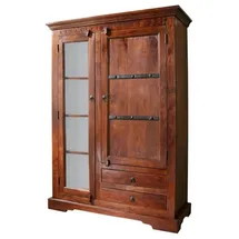 Massivmoebel24 Vitrine Akazie 110 x 45 x 155 cm Braun