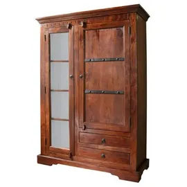 Massivmoebel24 Vitrine Akazie 110 x 45 x 155 cm Braun