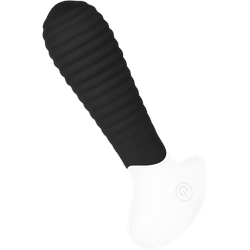Gerillter Analvibrator, 12 cm, schwarz | weiß