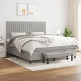 vidaXL Boxspringbett mit Matratze Hellgrau 180x200 cm Stoff